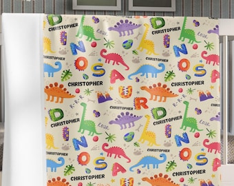 Personalized Dinosaur Baby Blanket: Custom Name Swaddle
