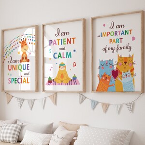 Décoration d'école primaire, affiche d'affirmation positive pour enfants, décoration de salle de jeux Montessori, affiche pour la salle de classe, oeuvre d'art murale pour enfants d'âge préscolaire