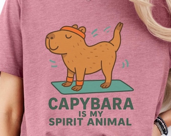 Capybara Funny Yoga Shirt, Spirit Animal Tee, Gift for Capybara Lovers, Cute Workout Shirt, Retro Capybara T-Shirt, Funny Mmeditation Shirt