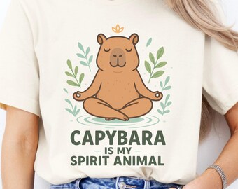 Spirit Animal Capybara Shirt, Cute Meditation Tee for Animal Lovers, Funny Gift For Capybara Lover, Capybara Mom Shirt, Funny Spirit Animal
