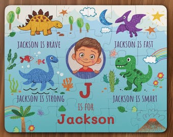 Personalized Dinosaur Puzzle - Custom Name Gift For Toddler Boy