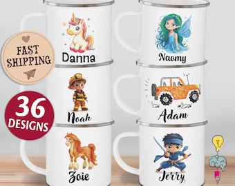 Personalized Camping Cup For Kids, Custom Name Mug For Kids, Boys Personal Birthday Gift, Toddler First Cup, Birthday Party Favors Kids