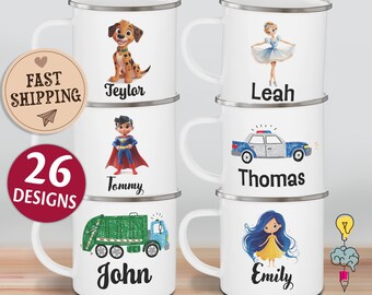 Custom Name Mug For Toddler, Personalized Camping Cup For Boys, Kids Birthday Party Favors, Grandson Personal Gift, Kids First Camping Mug