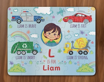Custom Name Boy Puzzle Personalized Toddler Gift Child Development Toy Birthday Gift For Grandson Keepsake Personal Gift Kids Jigsaw Puzzle