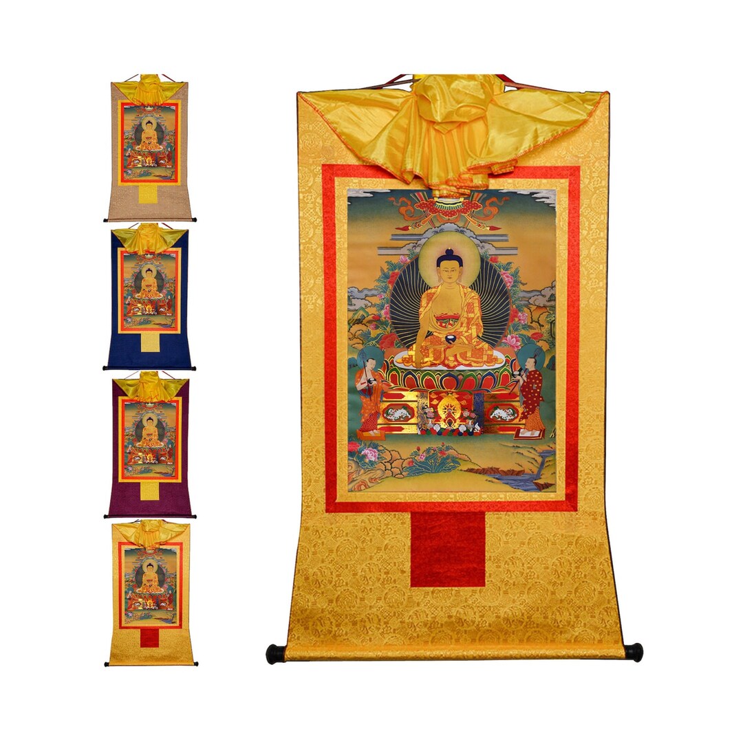Shakyamuni Thangka Tibetan Buddhist Wall Hanging Thangka Etsy