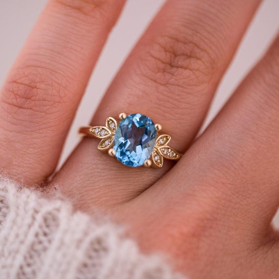 Handmade Sky Blue Moissanite Ring: 925 Sterling Silver Solitaire