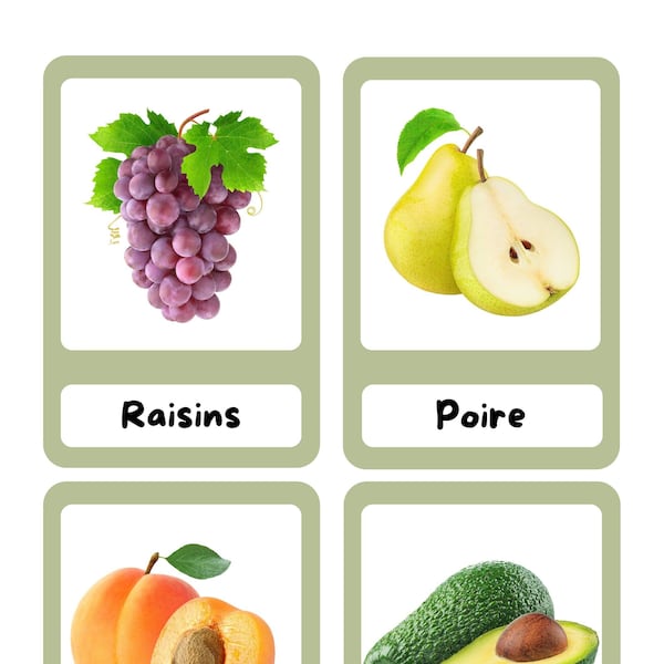 32 cartes mémoire - thème fruits | Images réelles / Cartes Montessori pour Enfants - 8 pages Pdf