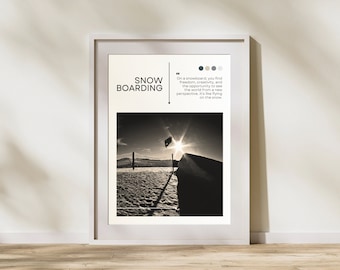 Póster de snowboard: arte mural minimalista de snowboard, regalo para snowboarders