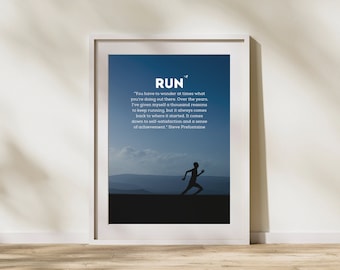 Póster de motivación para correr: póster minimalista para corredores, arte mural