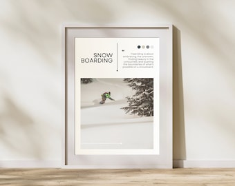 Póster de snowboard: arte mural minimalista de snowboard, regalo para snowboarders