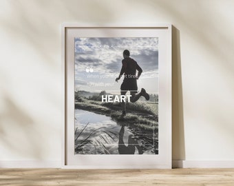 Póster de trail running: arte mural minimalista de trail running, regalo para corredores de trail.