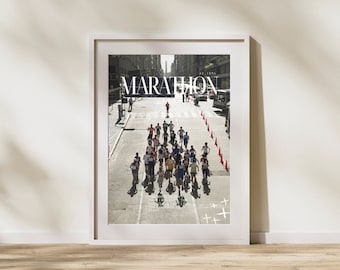 Póster de maratón: imagen motivacional para corredores, arte mural minimalista para correr, regalo para maratonistas
