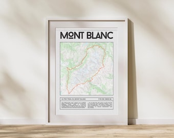 Póster de trail running del Ultra Trail du Mont Blanc: arte mural de ultrarunning, arte mural minimalista de trailrunning, regalo para corredores de trail.