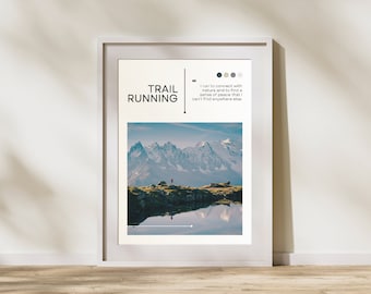 Póster de trail running: arte mural minimalista de trail running, regalo para corredores de trail.
