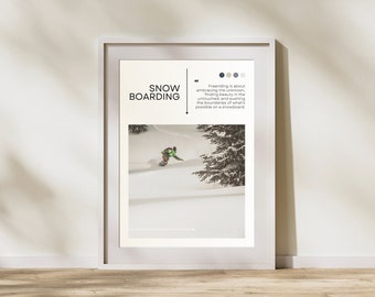 Póster de snowboard: arte mural minimalista de snowboard, regalo para snowboarders