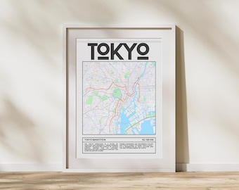 Póster del Maratón de Tokio: Póster de carrera de 42,195 km, Arte mural minimalista de maratón, Regalo para corredores de maratón