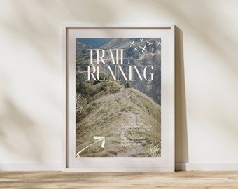 Póster de trail running: arte mural minimalista de trail running, regalo para corredores de trail.