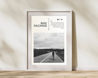 Póster de bicicleta de carretera - Arte mural de ciclismo minimalista - Decoración perfecta para fanáticos del bikepacking, ciclistas y cicloturistas