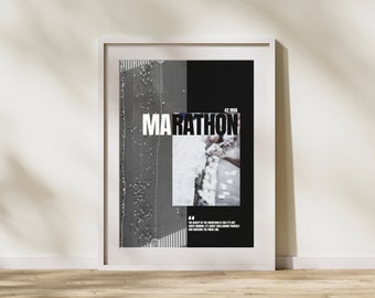 Marathon Lauf Poster – Motivationsbild für Läufer, Minimalistische Running Wall Art, Geschenk für Marathonläufer