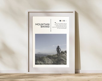 Póster de bicicleta de montaña: arte mural de MTB, póster minimalista de bicicleta, regalo para ciclistas de montaña