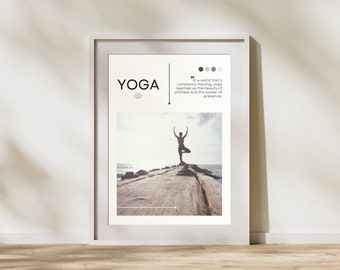 Póster de yoga: arte minimalista de yoga, mural de atención plena y relajación