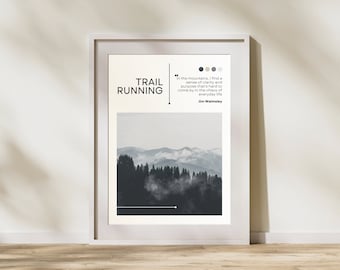 Póster de trail running: arte mural minimalista de trail running, regalo para corredores de trail.