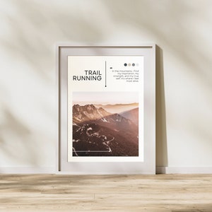 High-quality trail running poster - Inspirational quote - Perfect decoration for trail runners and outdoor athletes