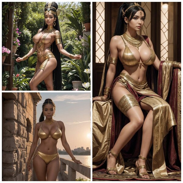 NSFW  108x beautiful pharaoh,Naked, black hair. Instant Download, Digital Art, Aiart,,tits,nude, playboy girl Sexy,Mature