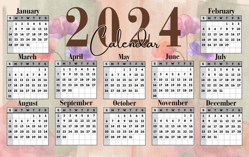 2024 Calendar Wallet Size Printable Template, 30 Designs 2024 Calendar