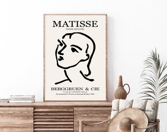 Impressão artística de Henri Matisse: pôster de retrato minimalista (download digital)