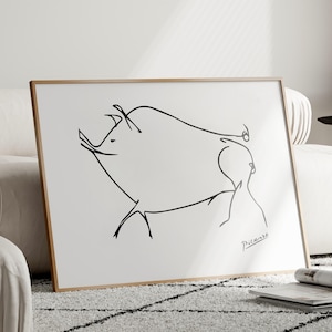 Picasso Pig Print: Minimalist Line Drawing, Modern Animal Art (Digital Download