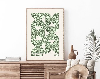 Bauhaus Exhibition Poster: Green Geometric Wall Art (Digital Download)