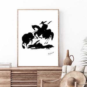 Picasso Bullfight Line Art Print: Minimalist Wall Decor (Digital Printable)