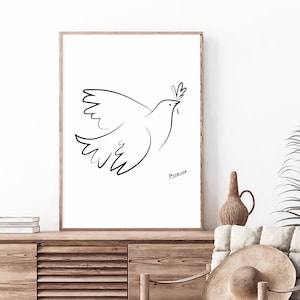 Picasso Vogel Druck | Picasso Tier Kunst | Picasso Linie Zeichnung Modern | Minimalistisches Vogel Poster | Line Art Vogel | Druckbare Kunst Vertikal