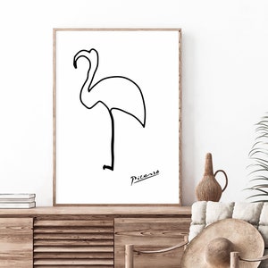 Picasso Flamingo Print | Picasso Art Print | Picasso poster | Picasso Wall Art | Art Poster | Minimalist Picasso Poster | Animal Sketch