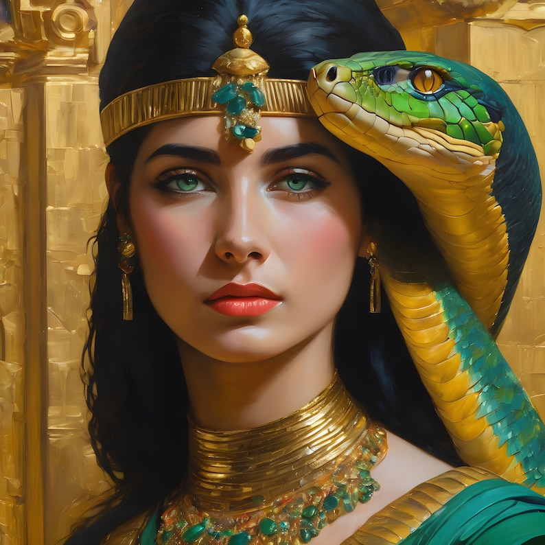 Cleopatra Queen of Egypt With Green Python Instant Download - Etsy