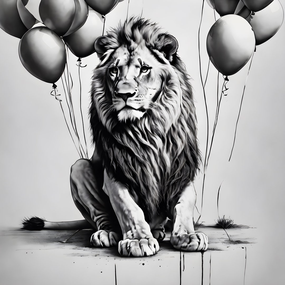 Lion Printable ART Animal Printable Wall Poster Funny Animal Indoor Wall Decor Instant Download ...