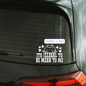 Its illegal to be mean to me - frog girlie sticker decal vinyl car laptop funny cute