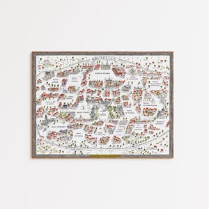 Gran cartel Bruselas | Ilustración | Mapa | Ciudad | Afiche | Plano l Plano de la ciudad l Impresión A2 l Rosywood