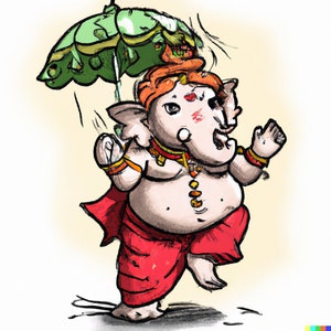 Ganesha, Ganapati, Kinder, Zeichnung, Bild, Illustration