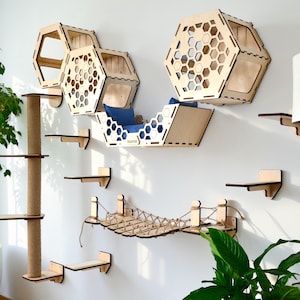 Cat Wall Furniture, Modern Cat Wall Shelves, Cat Wall Bed, Cat Bridge, Cat Steps, Cat Tower, Cat Play Furniture