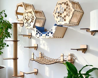 Cat Wall Furniture, Modern Cat Wall Shelves, Cat Wall Bed, Cat Bridge, Cat Steps, Cat Tower, Cat Play Furniture