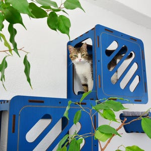 Wooden cat wall shelf, Square cat wall shelf, Wall mounted cat bed, Cat climbing shelf, Cat wall Furniture