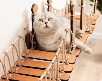 Cat Floating Wall Bridge, Modern Cat Wall Shelves, Cat Wall Furniture
