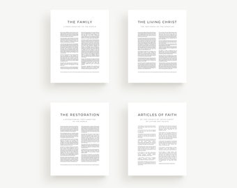 Living Christ, Family Proclamation, Restoration Proclamation, Articles of Faith bundle | Modern LDS prints | Digital print