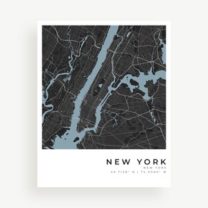 Affiche imprimée carte de New York | Carte routière de la ville de New York | Carte personnalisée | Téléchargement numérique | Impression de carte personnalisée