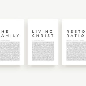 Family Proclamation, Living Christ and Restoration Proclamation Bundle | Modern LDS prints | Latter-day Saint home | Digital Download