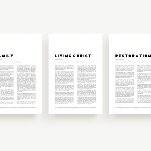 Family Proclamation, Living Christ and Restoration Proclamation Bundle | Modern LDS prints | Latter-day Saint home | Digital Download