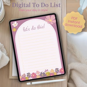 Digital To Do List | Printable Daily Task List | iPad To Do List | Motivating Task List | Digital And Printable Planner Page | PDF Task List