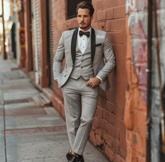 TRAJES PARA EVENTOS FORMALES Esmoquin gris claro de 3 piezas para boda traje formal indio para fiesta de novio ropa personalizada para hombres Etsy Espana